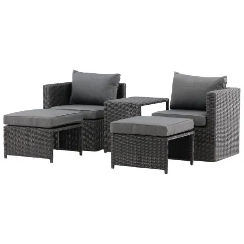 Quad 2052-001 Venture Home Loungeset stolar, pallar, bord, grått Lägg i varukorgen