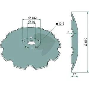 Expressleverans Tallrik tandad 560x6mm 6 fästhål