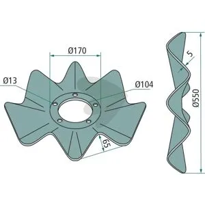 Extra rabatt Cutterskiva Korrugerad, Ø 550 X 5 Mm