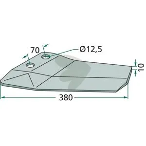 I lager Vingskär höger 380mm hål 12,5mm XL032