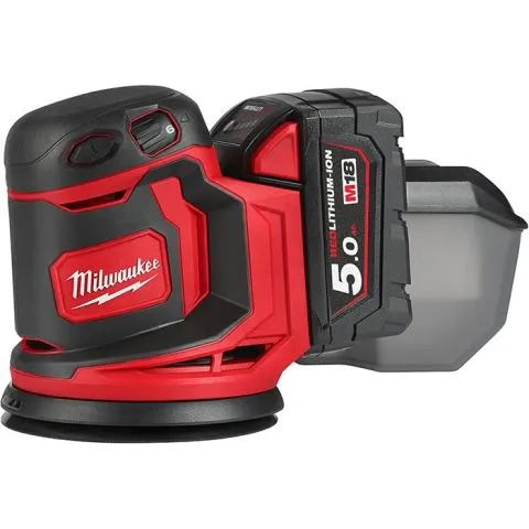 M18 BOS125-502B Milwaukee Excenterslip med batteri och laddare Reapris