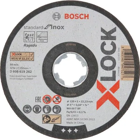 Snabb frakt Standard for Inox Bosch Kapskiva med X-LOCK 125 × 1 × 22,23 mm