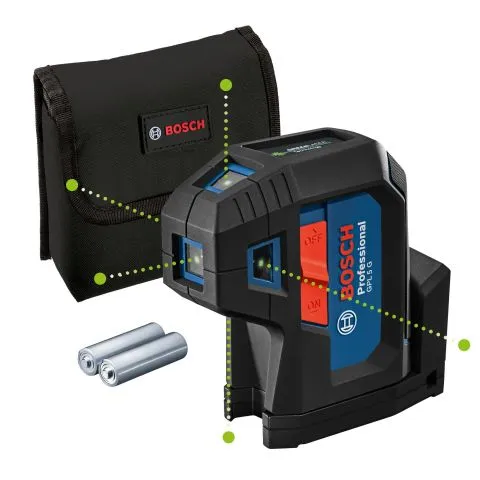 Endast denna vecka GPL 5 G Bosch Punktlaser grön, med batterier och väska