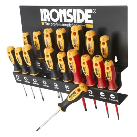 risnedsättning 120555 Ironside Skruvmejselsats 17 delar, med väggställ
