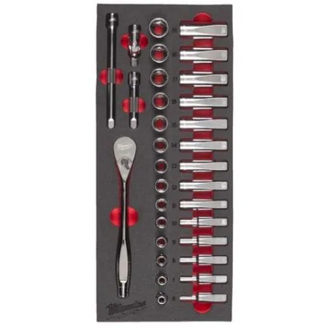 Lågt pris 4932479825 Steel Storage Milwaukee Hylsnyckelsats 32 delar, 3/8"