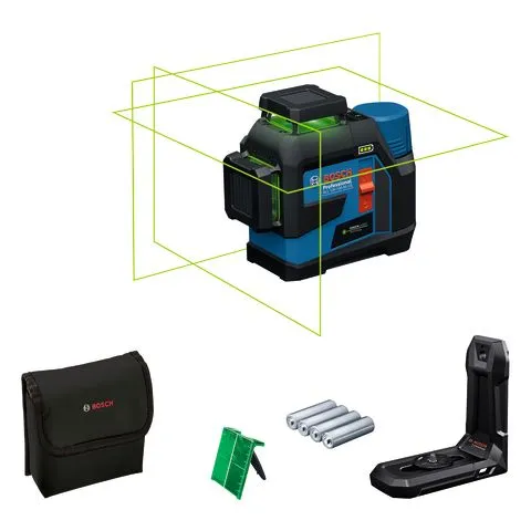Nyhet GLL 12V-100-33 CG Bosch Linjelaser grön, med batterier