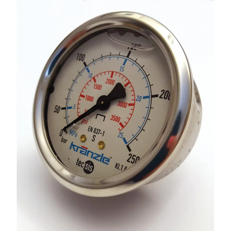 Lågt pris Manometer 1/4″ 250 Bar 63 mm bak glycerin för therm tvättar