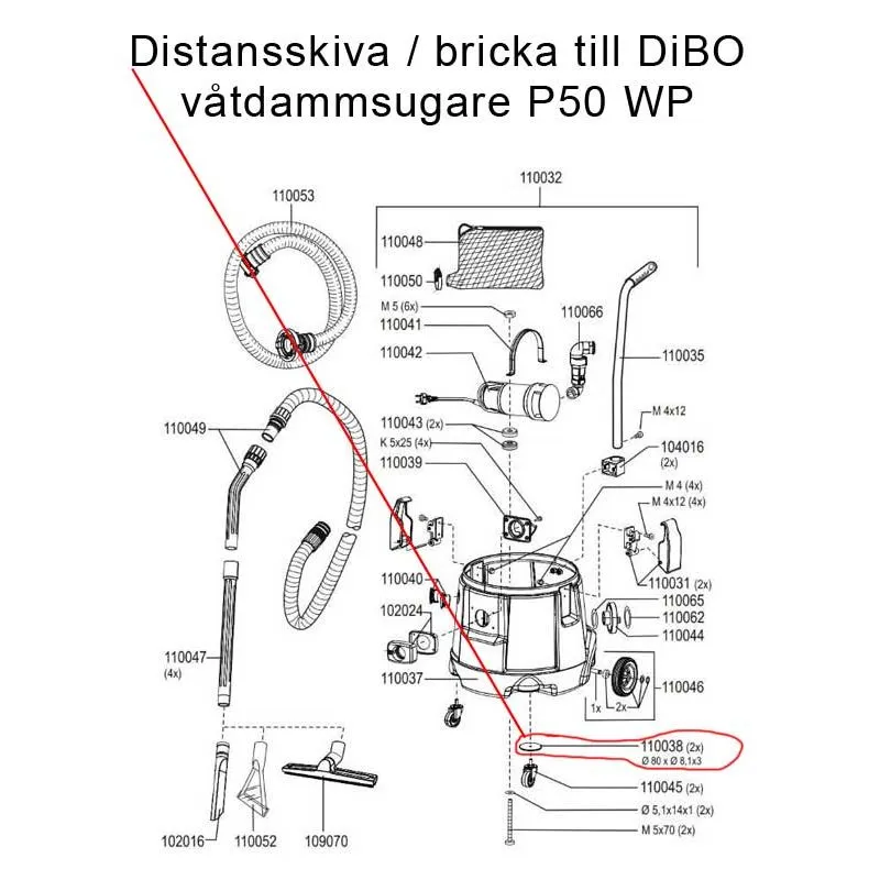 Distansskiva / bricka till DiBO våtdammsugare P50 WP Utförsäljning
