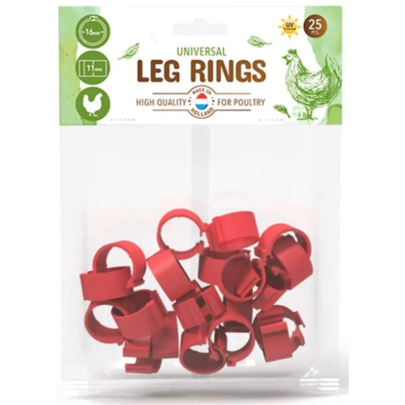 Begränsat erbjudande 25 st. Hönsringar, märkringar Röda 16 mm