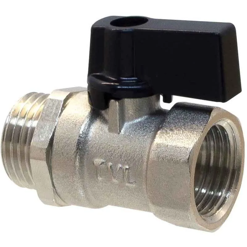 Kulventil mini 3/8" utv/inv PN20 svart vred Kampanj