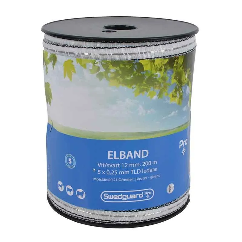 Endast denna vecka Elband Pro+ 12 mm vit/svart 200 m 5x0,25