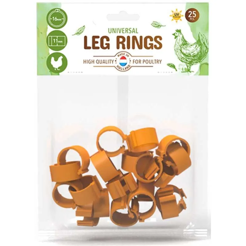 Fynd 25 st. Hönsringar, märkringar Orange 16 mm