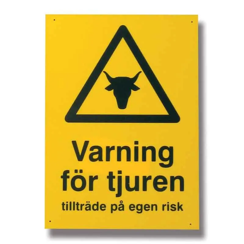 I lager Skylt Varning för tjur